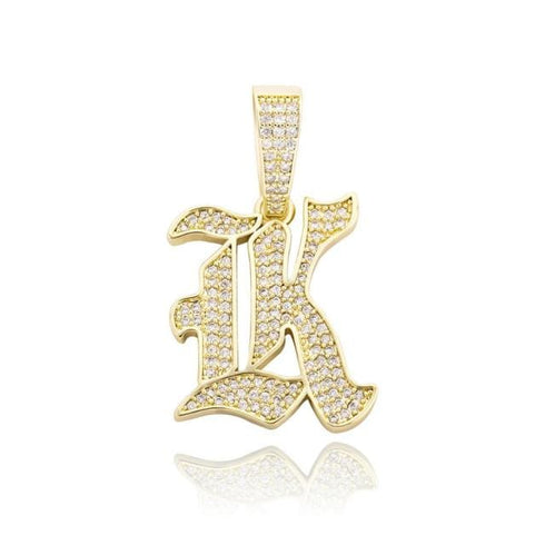 VVS Jewelry Old English Initial Pendant Necklace