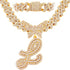 Bling Butterfly Letter Cuban Link Chain