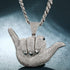 Large "Hang Loose" Fully Iced Charm Necklace