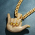 Large "Hang Loose" Fully Iced Charm Necklace