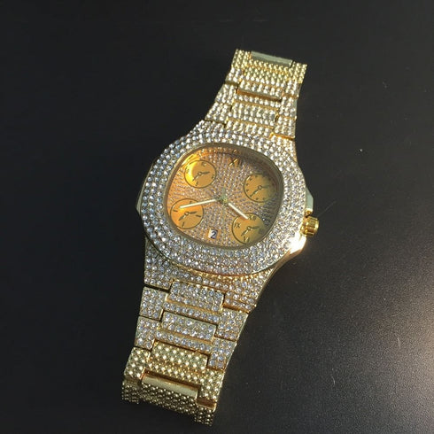 Luxury Cuban Chain + Bracelet + Ring + Watch Set