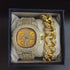 Luxury Cuban Chain + Bracelet + Ring + Watch Set