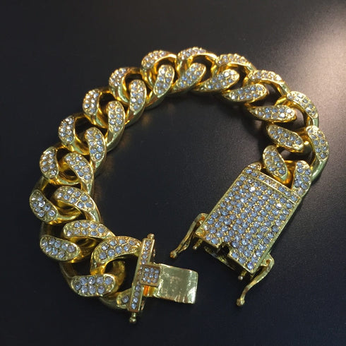 Luxury Cuban Chain + Bracelet + Ring + Watch Set