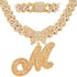 Bling Butterfly Letter Cuban Link Chain