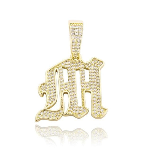 VVS Jewelry Old English Initial Pendant Necklace