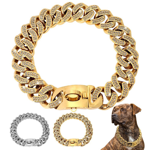 Medium/Large Gold Cuban Link Dog Collar