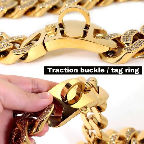 Medium/Large Gold Cuban Link Dog Collar