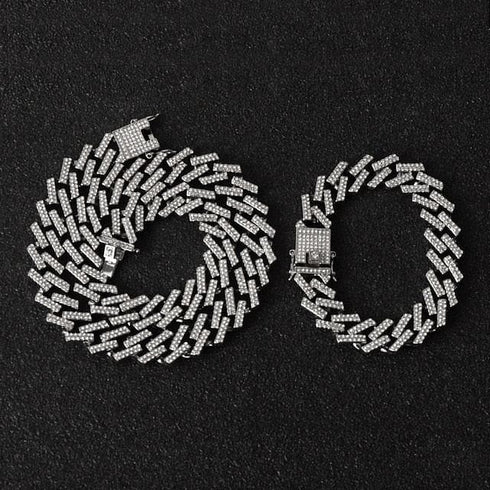 Miami Micro Pave Cuban Chain + Bracelet + Watch Set