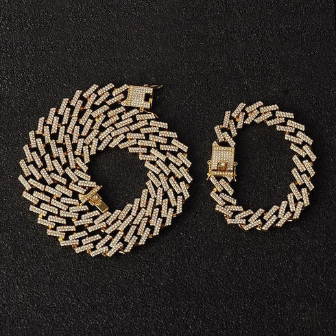 Miami Micro Pave Cuban Chain + Bracelet + Watch Set
