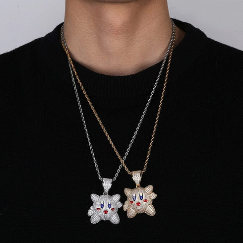 Micropave Iced Kirby Rapper Pendant Chain