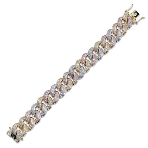 Mixed Bling 24k Gold Plated Cuban Chain Bracelet