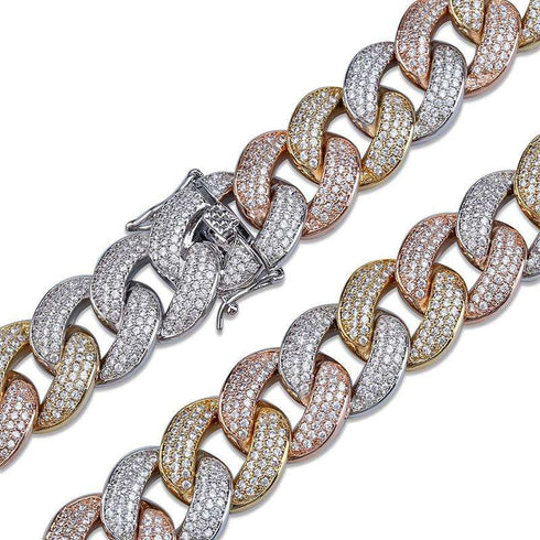 Mixed Bling 24k Gold Plated Cuban Chain Bracelet