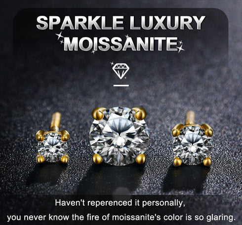 0.1-1 CT Moissanite Sterling Silver/ Gold/ Rose Gold Stud Earrings