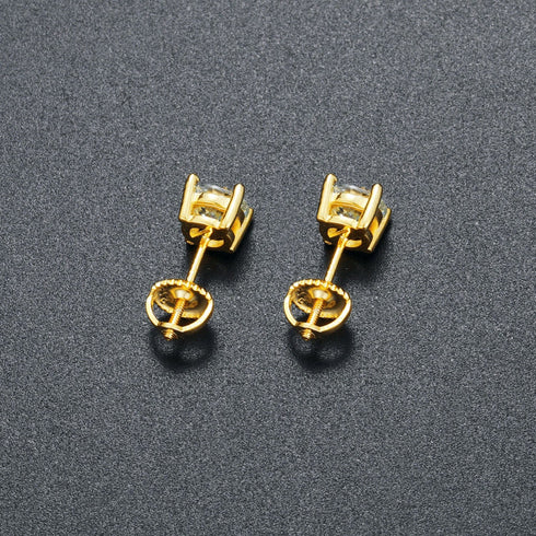 0.1-1 CT Moissanite Sterling Silver/ Gold/ Rose Gold Stud Earrings