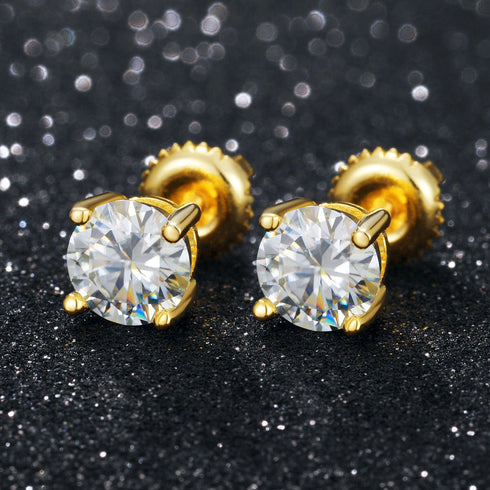 0.1-1 CT Moissanite Sterling Silver/ Gold/ Rose Gold Stud Earrings