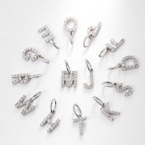 Moissanite Iced Sterling Silver Letter Pendant Necklace