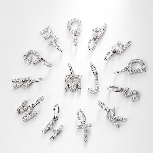 Moissanite Iced Sterling Silver Letter Pendant Necklace