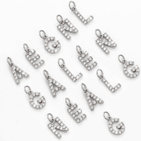 Moissanite Iced Sterling Silver Letter Pendant Necklace