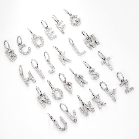 Moissanite Iced Sterling Silver Letter Pendant Necklace