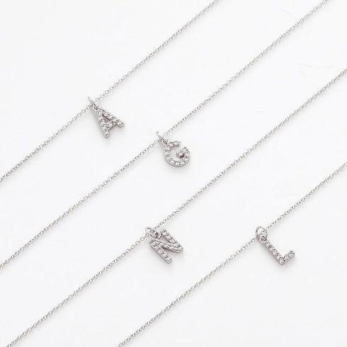 Moissanite Iced Sterling Silver Letter Pendant Necklace