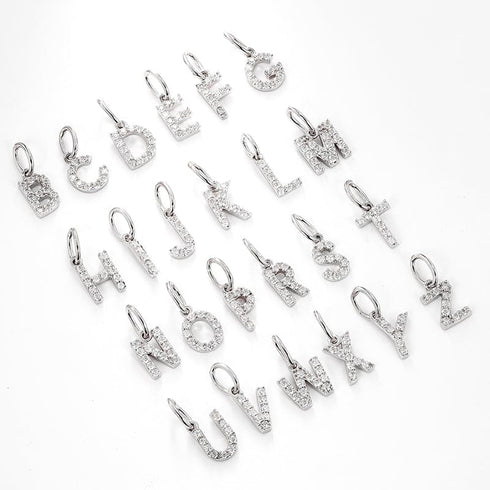 Moissanite Iced Sterling Silver Letter Pendant Necklace