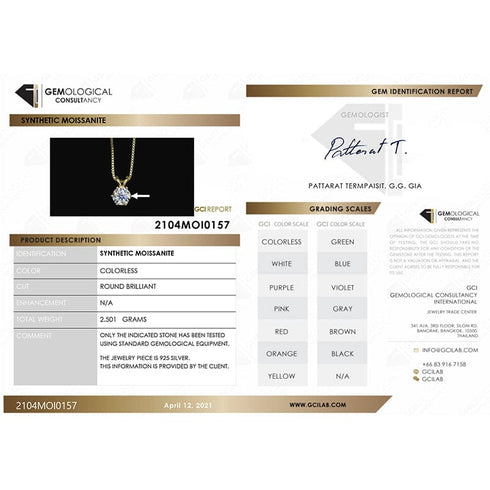 Moissanite Pendant 925 Silver Necklace