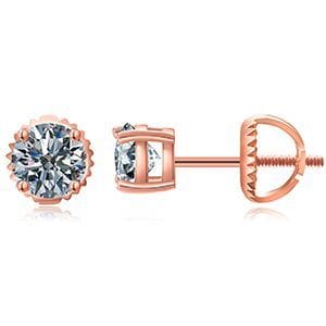 0.1-1 CT Moissanite Sterling Silver/ Gold/ Rose Gold Stud Earrings