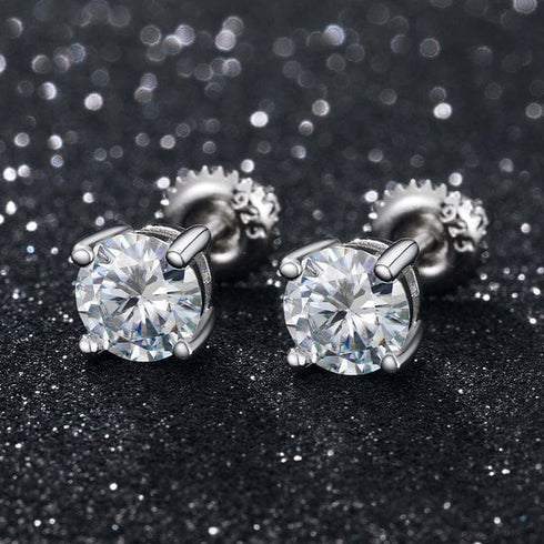 0.1-1 CT Moissanite Sterling Silver/ Gold/ Rose Gold Stud Earrings