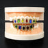 Multi Colored Stone Paved Iced Out Fangs Grillz
