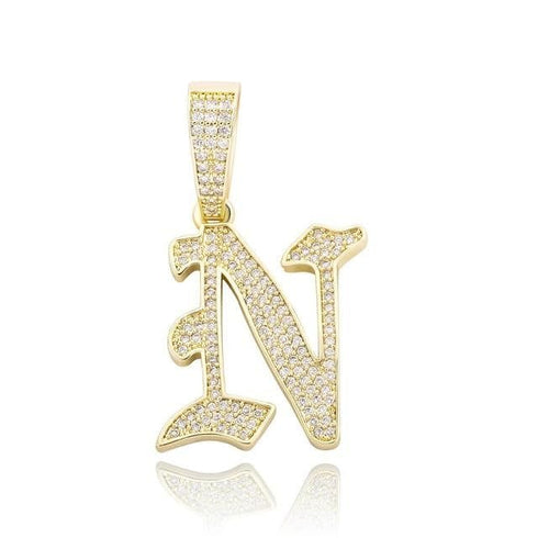 VVS Jewelry Old English Initial Pendant Necklace