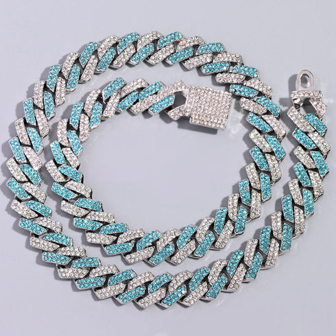 Iced Out Two-Tone Crystal Cuban Link Chain Necklace