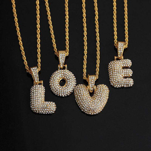 Hailey Bieber Initial Bubble Letter Necklace