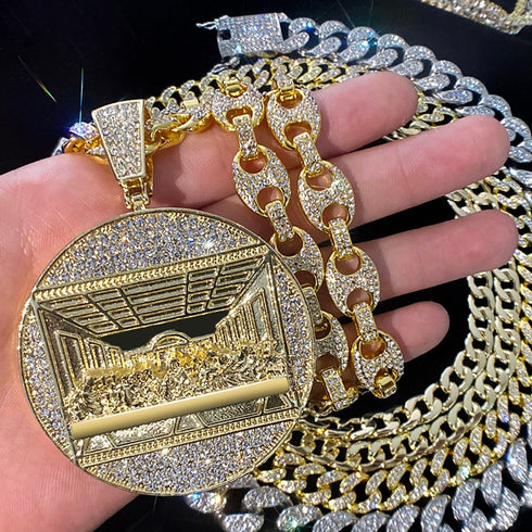 Iced Out Last Supper Pendant Cuban Necklace
