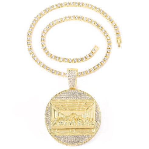 Iced Out Last Supper Pendant Cuban Necklace
