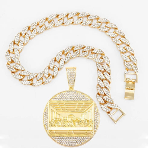 Iced Out Last Supper Pendant Cuban Necklace