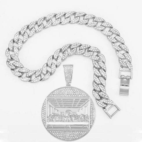 Iced Out Last Supper Pendant Cuban Necklace