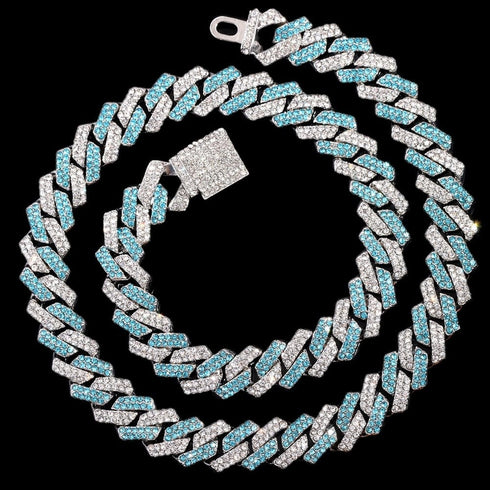 Iced Out Two-Tone Crystal Cuban Link Chain Necklace