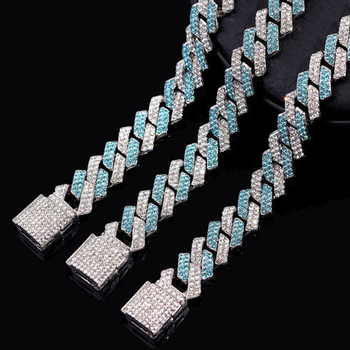 Iced Out Two-Tone Crystal Cuban Link Chain Necklace