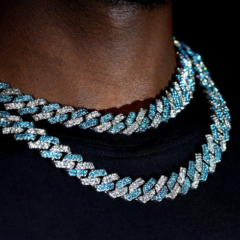 Iced Out Two-Tone Crystal Cuban Link Chain Necklace