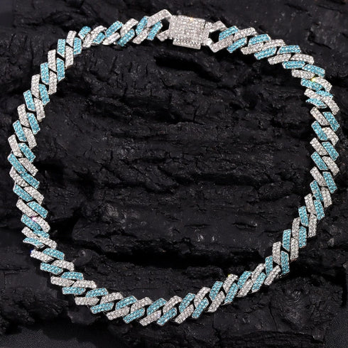 Iced Out Two-Tone Crystal Cuban Link Chain Necklace