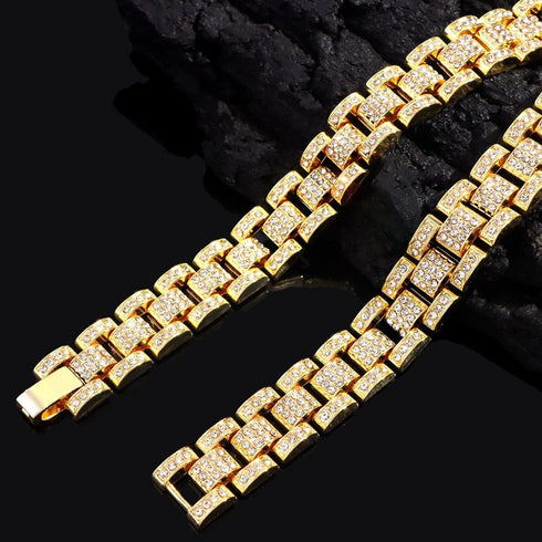 Iced Out Watch Band Cuban Choker Necklace