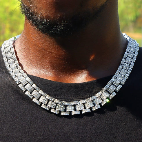Iced Out Watch Band Cuban Choker Necklace