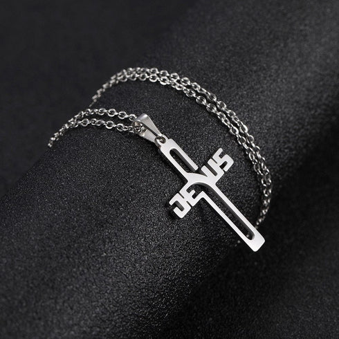 Jesus Cross Pendant Stainless Steel Necklace