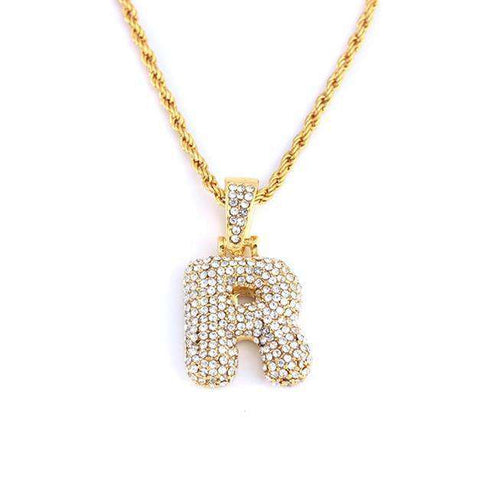 Hailey Bieber Initial Bubble Letter Necklace