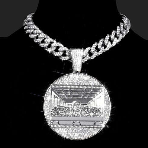 Iced Out Last Supper Pendant Cuban Necklace
