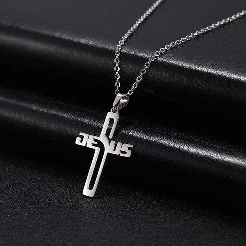 Jesus Cross Pendant Stainless Steel Necklace