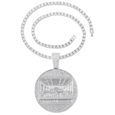 Iced Out Last Supper Pendant Cuban Necklace