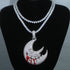 XL Iced Out Blood Moon Hip Hop Pendant Necklace