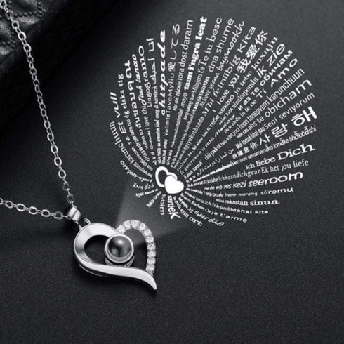 VVS Jewelry Red Rose I Love You in 100 Languages 925 Silver Necklace Gift Box