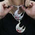XL Iced Out Blood Moon Hip Hop Pendant Necklace